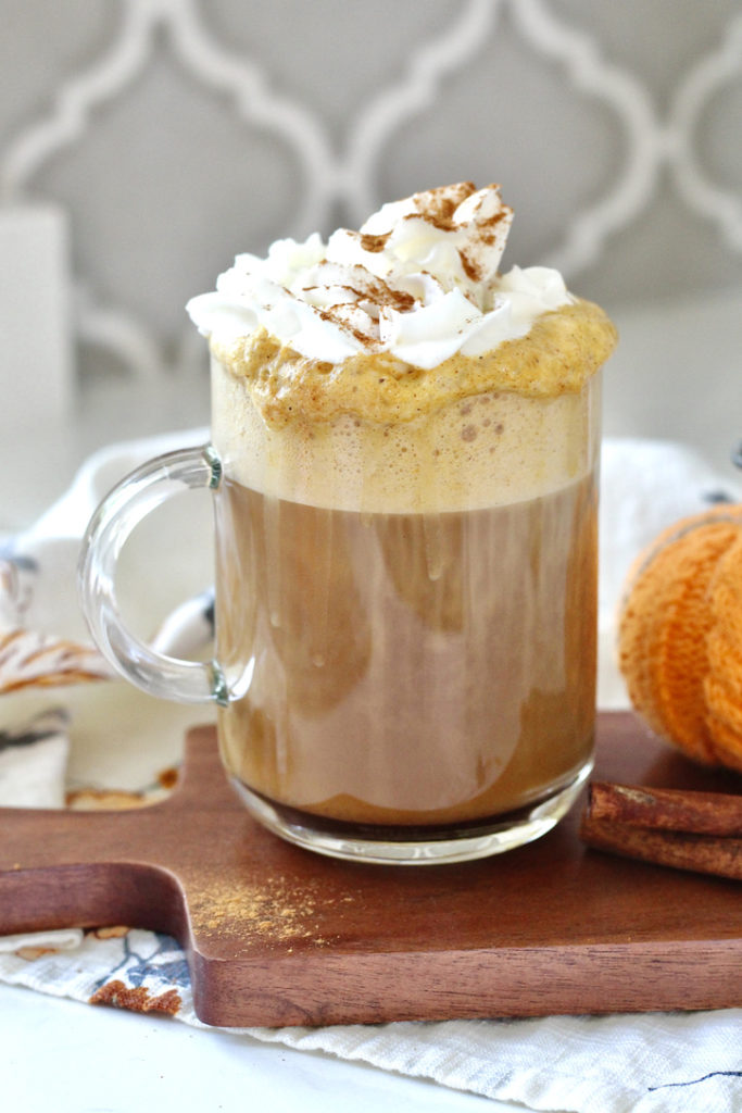 healthy pumpkin spice latte with whipped cream