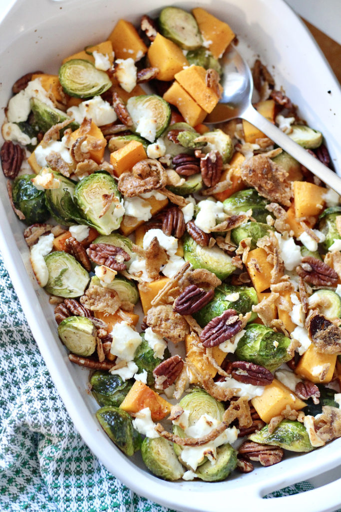 Roasted-Brussel-Sprouts-and-Butternut-Squash-with-Pecans-2-1 | Milk & Honey Nutrition
