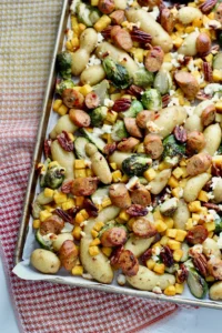 Harvest Sheet‑Pan Dinner Chicken Apple Sausage, Butternut, Brussels Sprouts, Pecans