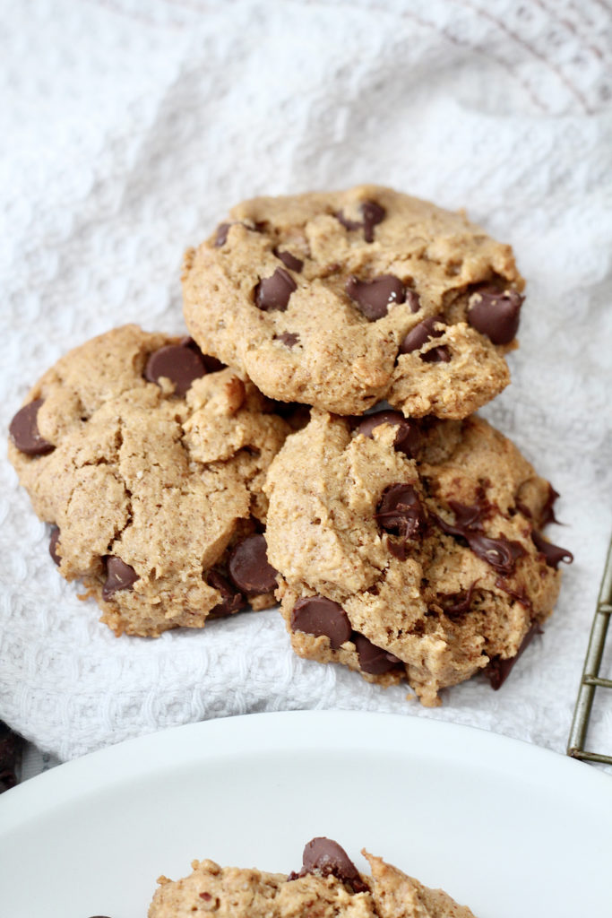 three chocolate chip cookies with low sugar