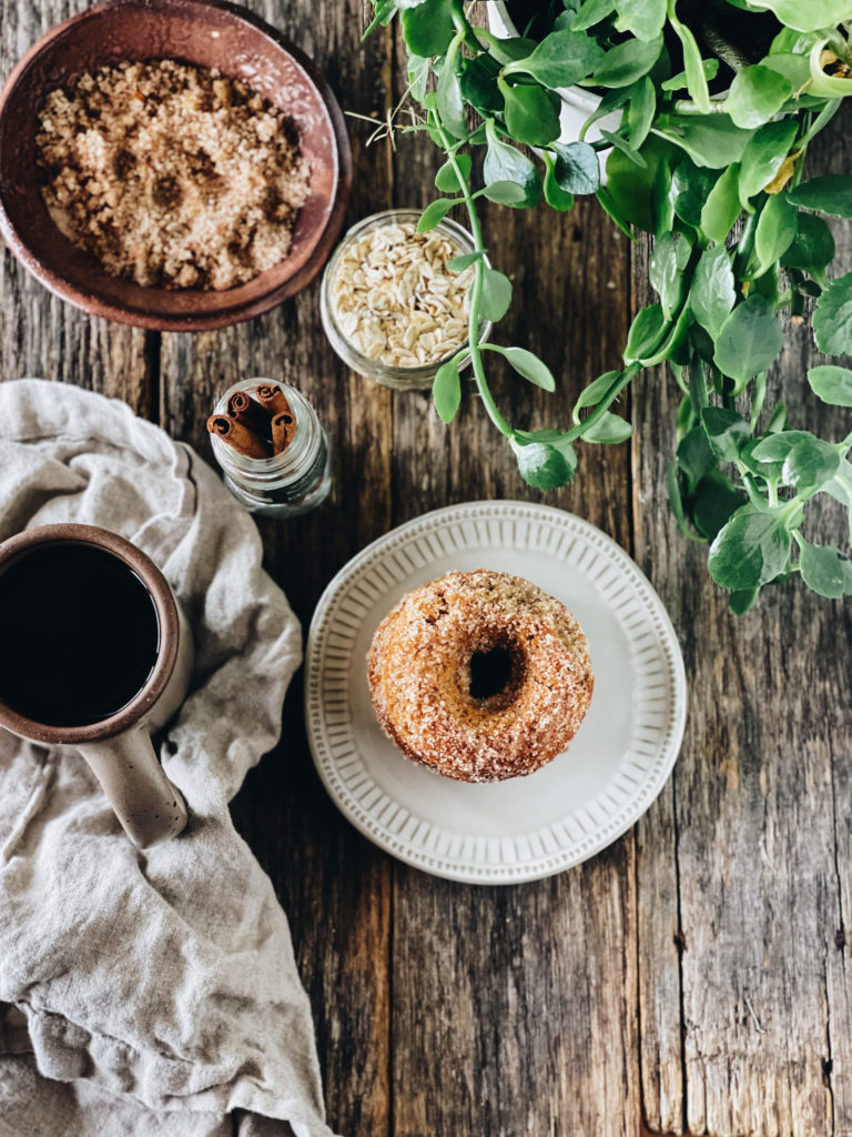 cinnamon sugar donuts with coffee