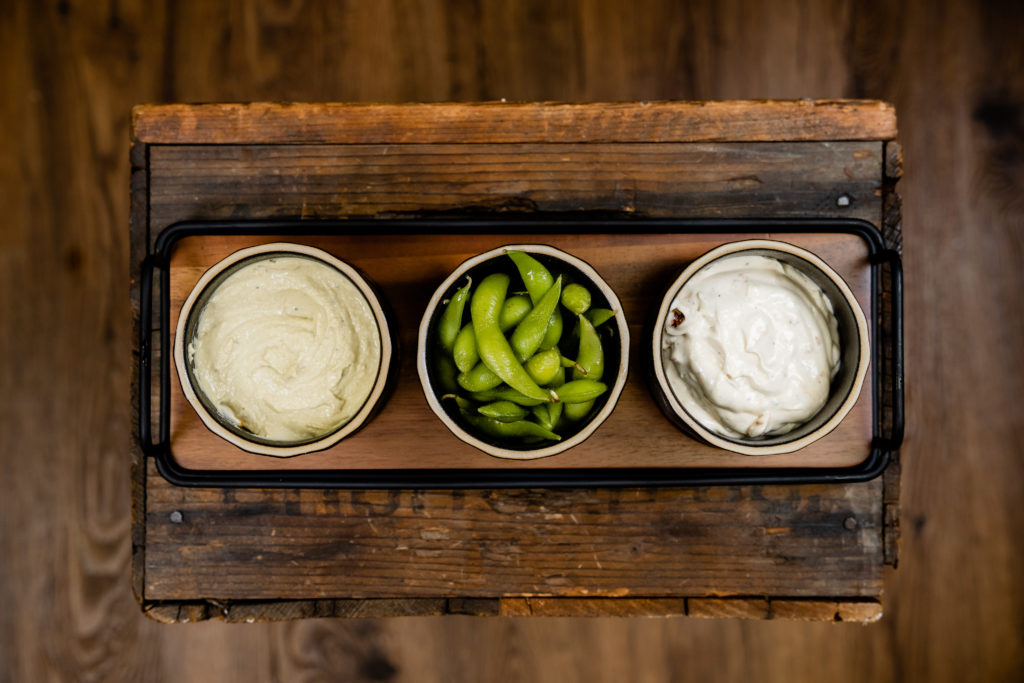 edamame in metal bowl