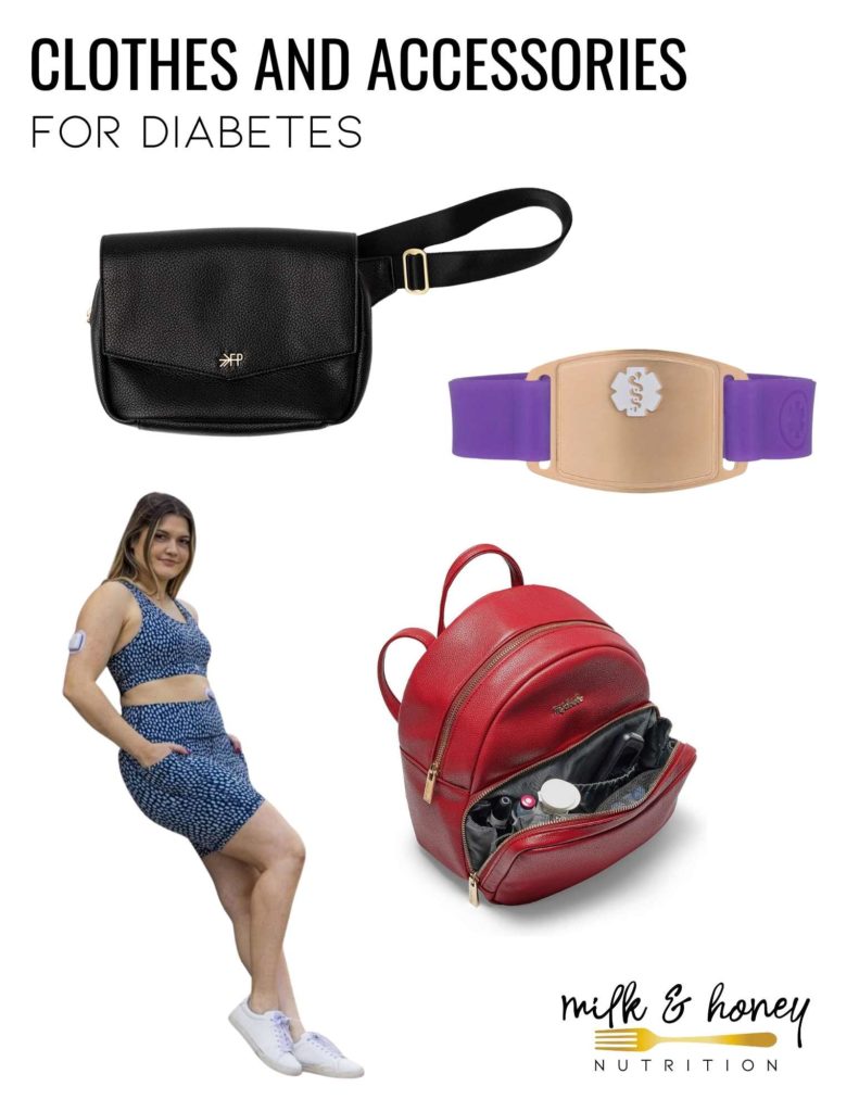 clothes for people with with diabetes, senita exercise clothes, myabetic backpack, freshley picked park pack, medical ID bracelet