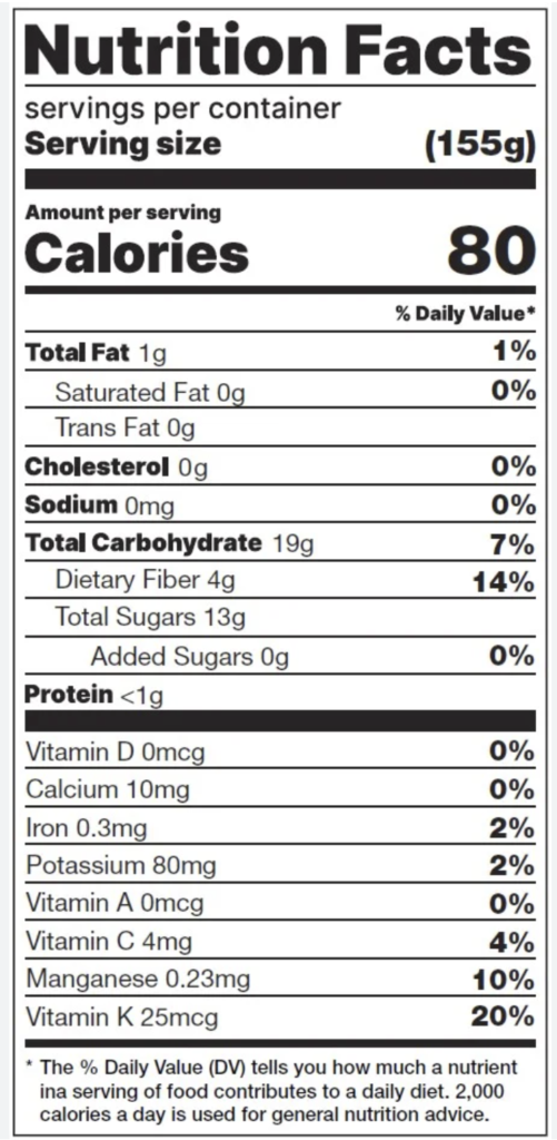blueberries nutrition label net carbs