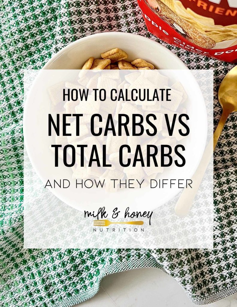 net carbs vs total carbs graphic | Milk & Honey Nutrition net carbs vs total carbs