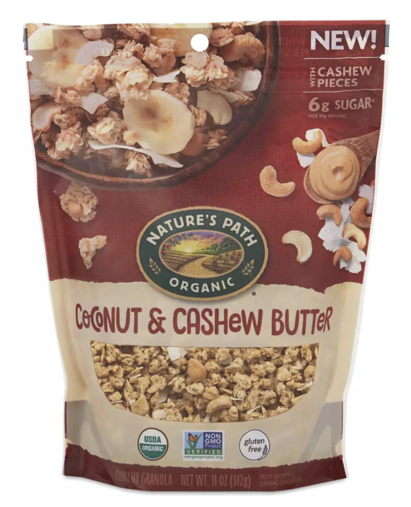 nature's path organic coconut and cashew butter granola