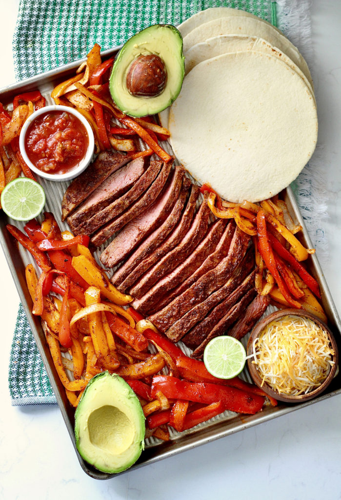 sheet pan beef fajita meal