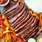 easy sheet pan steak fajitas with bell peppers and onions