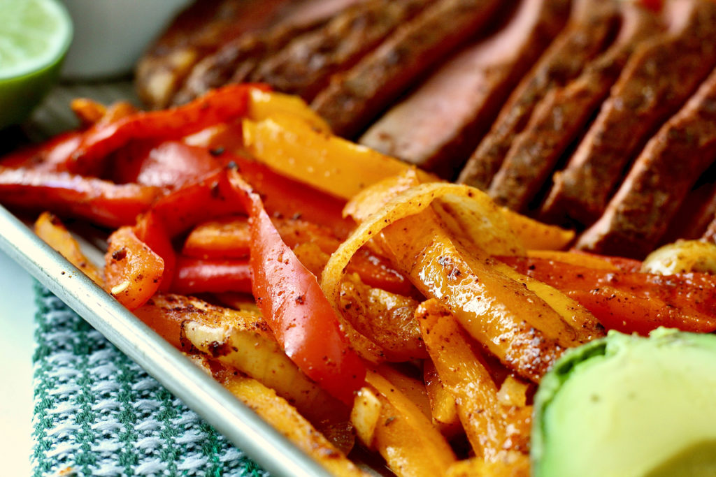 easy sheet pan steak fajitas with roasted bell peppers