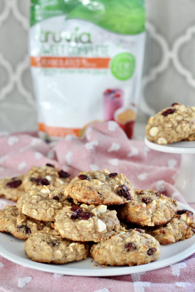 white chocolate cranberry oatmeal cookies  made with truvia sweet complete