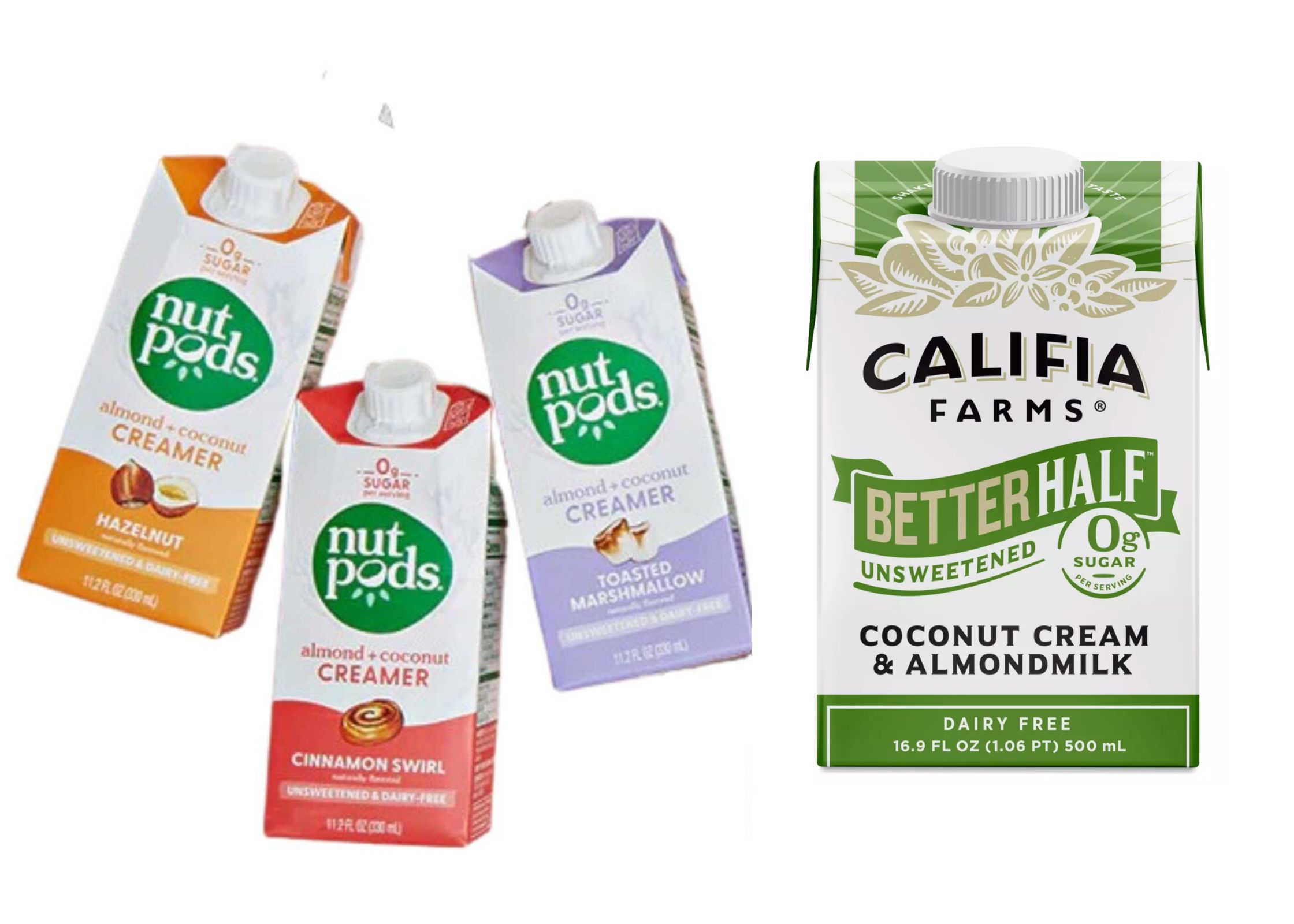 almond milk coffee creamers for diabetes nutpods creamers, califia farms half & half