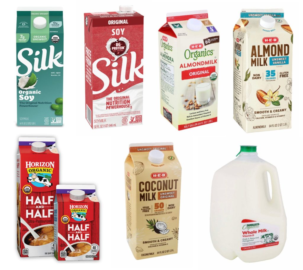 basic coffee creamers for diabetes whole milk half & half almond milk soy milk coconut milk