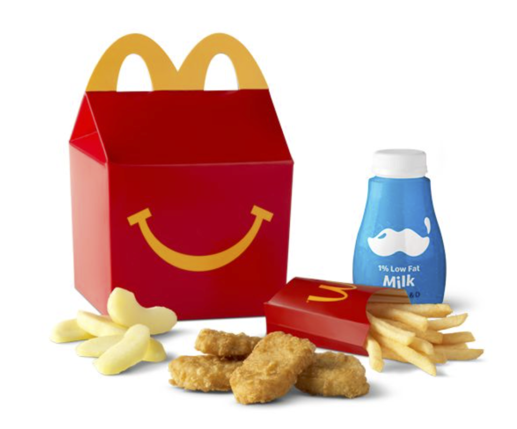 fast food for diabetes kids meal mcdonalds chicken nuggets with apple slices and milk