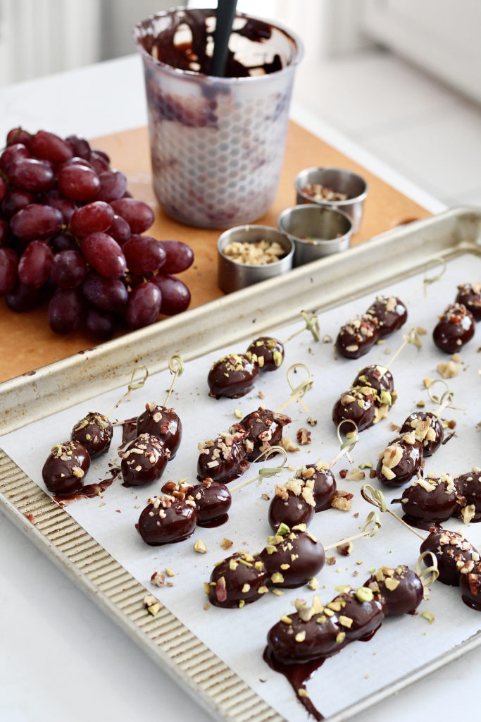 chocolate covered grapes with nuts