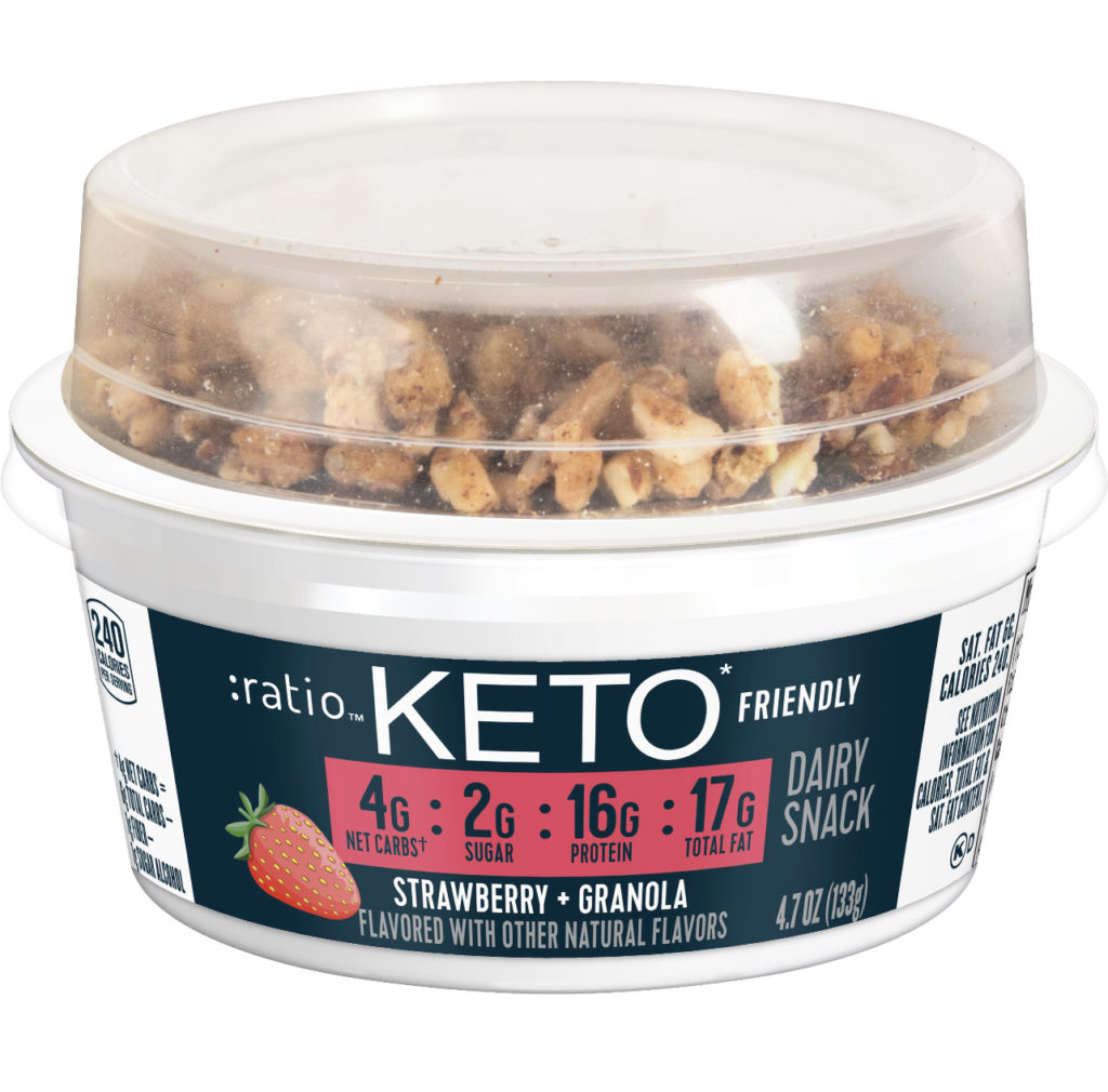 strawberry ratio keto yogurt with low carb granola