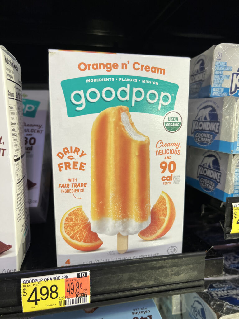 goodpop orange n cream popsicles at walmart