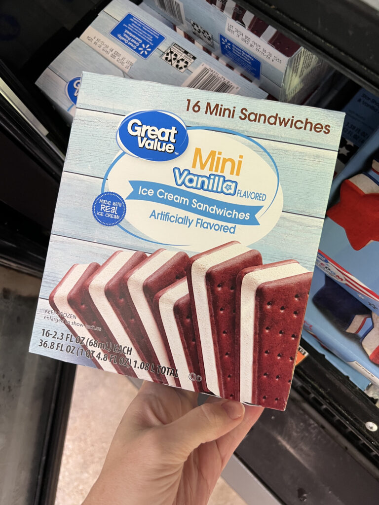 great value brand mini ice cream sandwiches