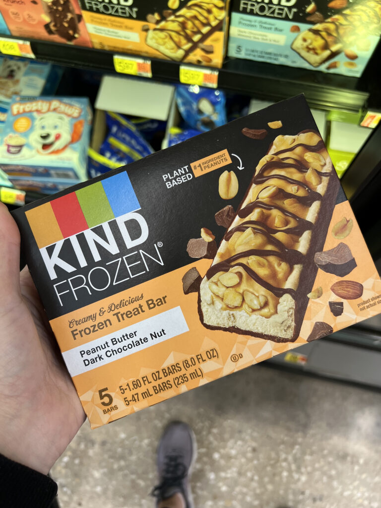 KIND frozen ice cream bars peanut butter chocolate at walmart