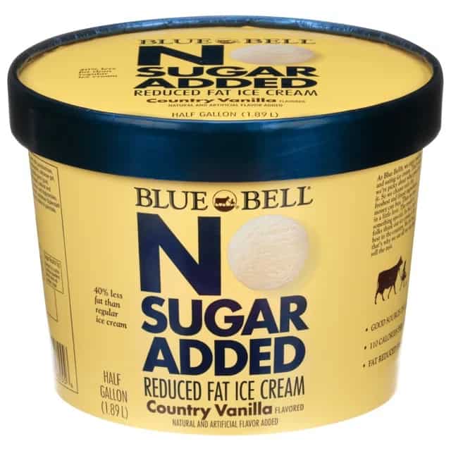 blue bell no sugar added ice cream for diabetes