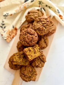 pumpkin protein muffins for diabetes on cutting board